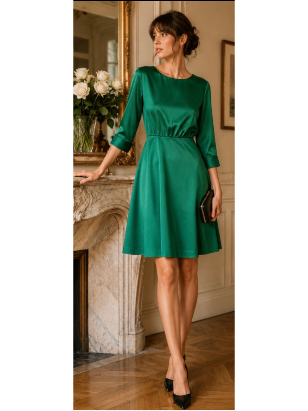 Emporio Armani Green Midi Dress Size 40/4 New with Tag Holiday